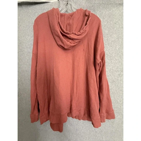 J.Jill  Hoodie Sweater Womens Large Coral Embroidered Waffle Knit Pullover Boho - Picture 7 of 12